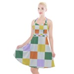 Board Pictures Chess Background Halter Party Swing Dress 