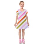 Lines Geometric Background Kids  Short Sleeve Velvet Dress
