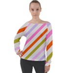 Lines Geometric Background Off Shoulder Long Sleeve Velour Top