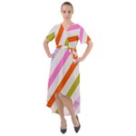Lines Geometric Background Front Wrap High Low Dress