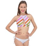 Lines Geometric Background Cross Front Halter Bikini Top