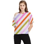 Lines Geometric Background One Shoulder Cut Out T-Shirt
