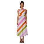 Lines Geometric Background Sleeveless Cross Front Cocktail Midi Chiffon Dress