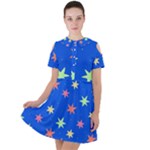 Background Star Darling Galaxy Short Sleeve Shoulder Cut Out Dress 