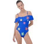 Background Star Darling Galaxy Frill Detail One Piece Swimsuit