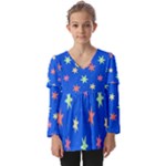 Background Star Darling Galaxy Kids  V Neck Casual Top