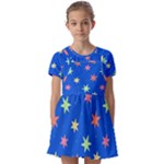Background Star Darling Galaxy Kids  Short Sleeve Pinafore Style Dress
