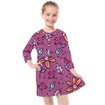 Flowers Petals Leaves Foliage Kids  Quarter Sleeve Shirt Dress