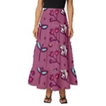 Flowers Petals Leaves Foliage Tiered Ruffle Maxi Skirt