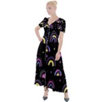 Wallpaper Pattern Rainbow Button Up Short Sleeve Maxi Dress