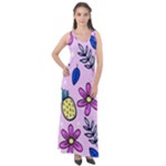 Flowers Petals Pineapples Fruit Sleeveless Velour Maxi Dress