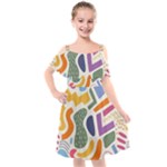 Abstract Pattern Background Kids  Cut Out Shoulders Chiffon Dress