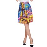 Eiffel Tower Starry Night Print Van Gogh A-Line Skirt