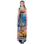 Eiffel Tower Starry Night Print Van Gogh Empire Waist Maxi Dress