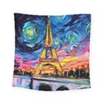Eiffel Tower Starry Night Print Van Gogh Square Tapestry (Small)