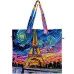 Eiffel Tower Starry Night Print Van Gogh Canvas Travel Bag