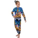 Eiffel Tower Starry Night Print Van Gogh Kids  Long Sleeve Set 