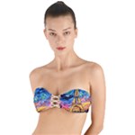 Eiffel Tower Starry Night Print Van Gogh Twist Bandeau Bikini Top