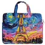 Eiffel Tower Starry Night Print Van Gogh MacBook Pro 16  Double Pocket Laptop Bag 