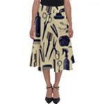 Elegant Hairdresser pattern cream Perfect Length Midi Skirt