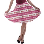 Breathe in life, breathe out love text motif pattern A-line Skater Skirt