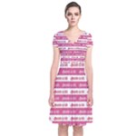 Breathe in life, breathe out love text motif pattern Short Sleeve Front Wrap Dress