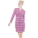 Breathe in life, breathe out love text motif pattern Button Long Sleeve Dress