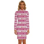 Breathe in life, breathe out love text motif pattern Long Sleeve Shirt Collar Bodycon Dress