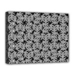 Ethnic symbols motif black and white pattern Canvas 14  x 11  (Stretched)