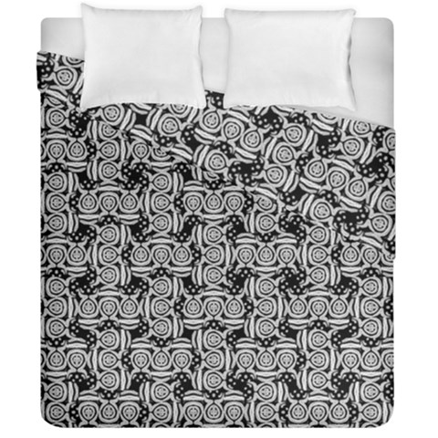 Ethnic symbols motif black and white pattern Duvet Cover Double Side (California King Size) from ArtsNow.com