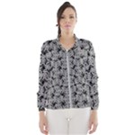 Ethnic symbols motif black and white pattern Women s Windbreaker