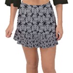 Ethnic symbols motif black and white pattern Fishtail Mini Chiffon Skirt