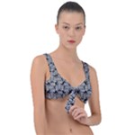 Ethnic symbols motif black and white pattern Front Tie Bikini Top