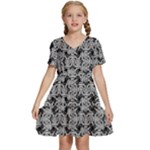 Ethnic symbols motif black and white pattern Kids  Short Sleeve Tiered Mini Dress