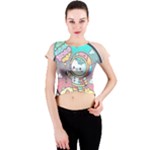 Boy Astronaut Cotton Candy Childhood Fantasy Tale Literature Planet Universe Kawaii Nature Cute Clou Crew Neck Crop Top