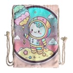 Boy Astronaut Cotton Candy Childhood Fantasy Tale Literature Planet Universe Kawaii Nature Cute Clou Drawstring Bag (Large)
