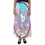 Boy Astronaut Cotton Candy Childhood Fantasy Tale Literature Planet Universe Kawaii Nature Cute Clou Flared Maxi Skirt