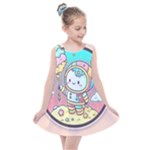 Boy Astronaut Cotton Candy Childhood Fantasy Tale Literature Planet Universe Kawaii Nature Cute Clou Kids  Summer Dress