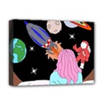 Girl Bed Space Planets Spaceship Rocket Astronaut Galaxy Universe Cosmos Woman Dream Imagination Bed Deluxe Canvas 16  x 12  (Stretched) 