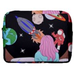 Girl Bed Space Planets Spaceship Rocket Astronaut Galaxy Universe Cosmos Woman Dream Imagination Bed Make Up Pouch (Large)