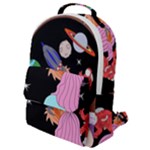 Girl Bed Space Planets Spaceship Rocket Astronaut Galaxy Universe Cosmos Woman Dream Imagination Bed Flap Pocket Backpack (Small)