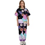 Girl Bed Space Planets Spaceship Rocket Astronaut Galaxy Universe Cosmos Woman Dream Imagination Bed Kids  T-Shirt and Pants Sports Set