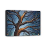 Tree Branches Mystical Moon Expressionist Oil Painting Acrylic Painting Abstract Nature Moonlight Ni Mini Canvas 7  x 5  (Stretched)