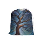 Tree Branches Mystical Moon Expressionist Oil Painting Acrylic Painting Abstract Nature Moonlight Ni Drawstring Pouch (Large)