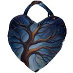 Tree Branches Mystical Moon Expressionist Oil Painting Acrylic Painting Abstract Nature Moonlight Ni Giant Heart Shaped Tote