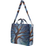 Tree Branches Mystical Moon Expressionist Oil Painting Acrylic Painting Abstract Nature Moonlight Ni Square Shoulder Tote Bag
