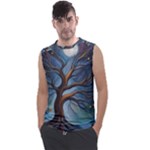 Tree Branches Mystical Moon Expressionist Oil Painting Acrylic Painting Abstract Nature Moonlight Ni Men s Regular Tank Top
