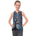 Tree Branches Mystical Moon Expressionist Oil Painting Acrylic Painting Abstract Nature Moonlight Ni Kids  Sleeveless Hoodie