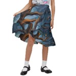 Tree Branches Mystical Moon Expressionist Oil Painting Acrylic Painting Abstract Nature Moonlight Ni Kids  Ruffle Flared Wrap Midi Skirt