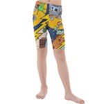Astronaut Moon Monsters Spaceship Universe Space Cosmos Kids  Mid Length Swim Shorts